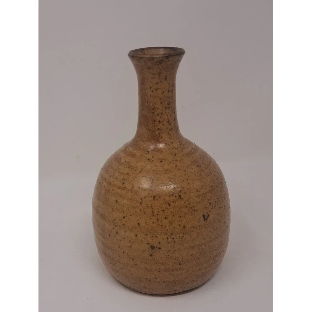 Vintage Studio Art Pottery Bud Vase Artist Signed Flowers Approx 70s 80s 7